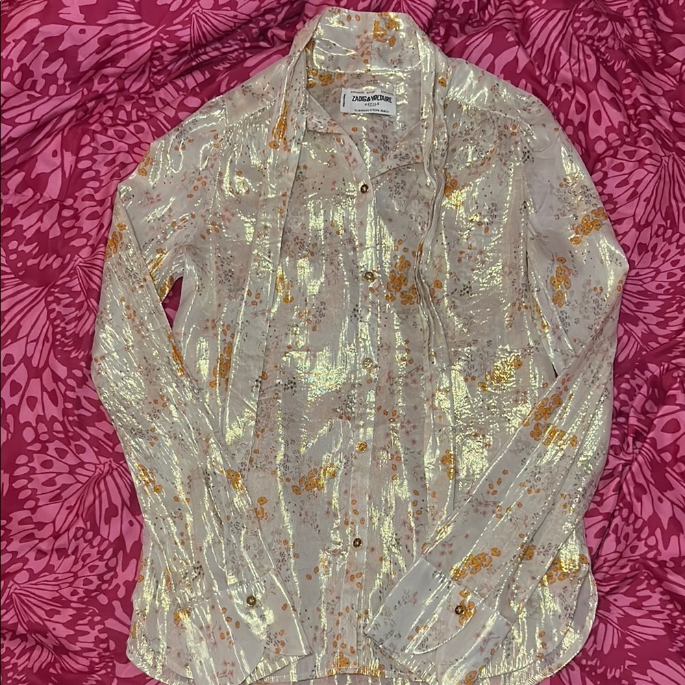 Zadig & Voltaire Gold Floral Blouse